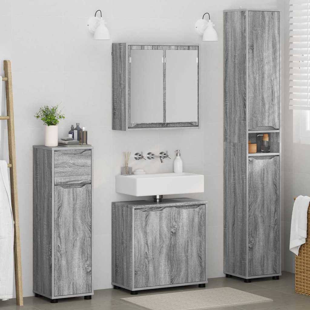 vidaXL Zestaw mebli łazienkowych z szufladą z półką 4 pcs Szary Sonoma