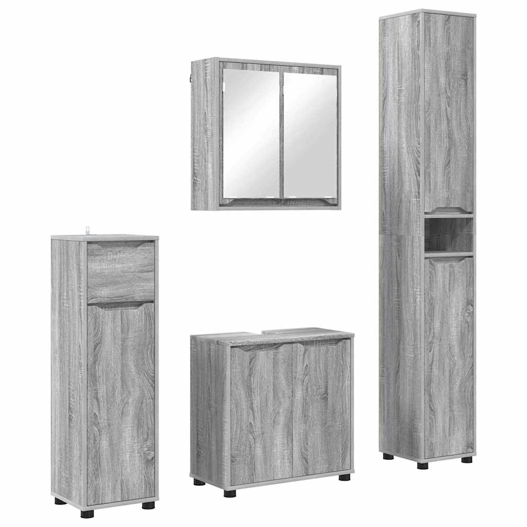 vidaXL Zestaw mebli łazienkowych z szufladą z półką 4 pcs Szary Sonoma