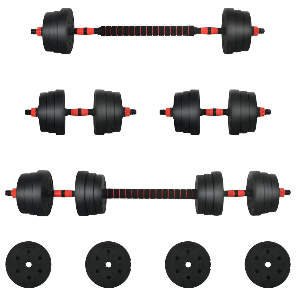 vidaXL Zestaw hantli 2 w 1 30kg Czarny i czerwony