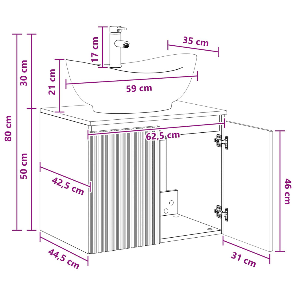 vidaXL Zestaw mebli łazienkowych Dąb wędzony Drewno inżynieryjne