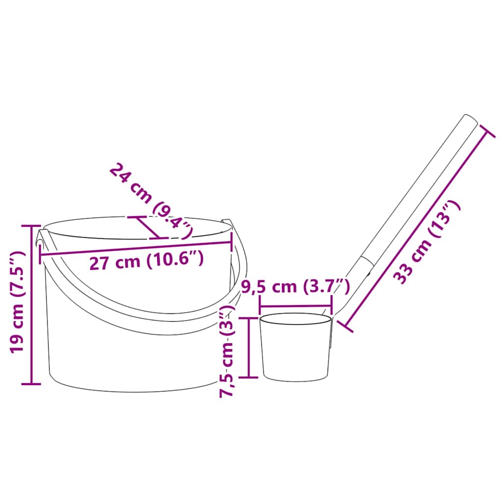 vidaXL Zestaw akcesoriów do sauny 2 pcs Czarny