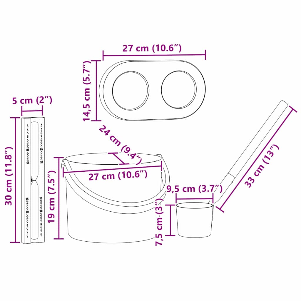 vidaXL Zestaw akcesoriów do sauny 4 pcs Czarny