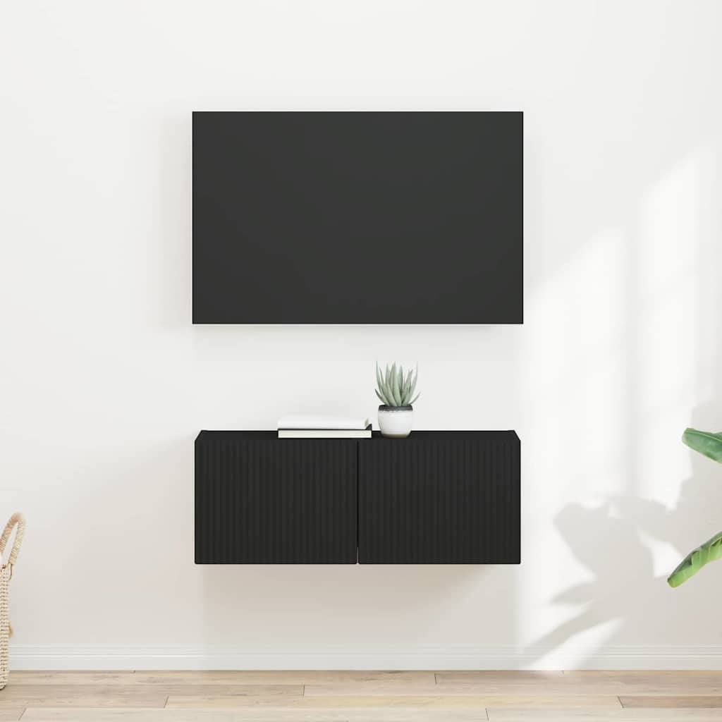 vidaXL Szafka pod telewizor 2 pcs Czarny 39 x 31 x 29,5 cm