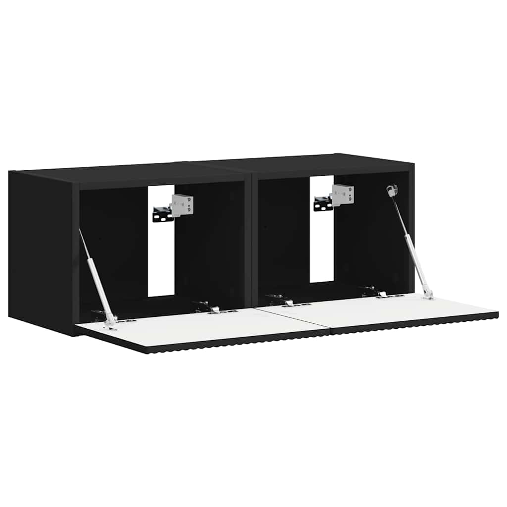 vidaXL Szafka pod telewizor 2 pcs Czarny 39 x 31 x 29,5 cm