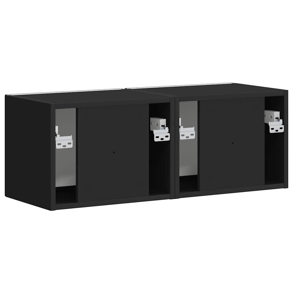 vidaXL Szafka pod telewizor 2 pcs Czarny 39 x 31 x 29,5 cm