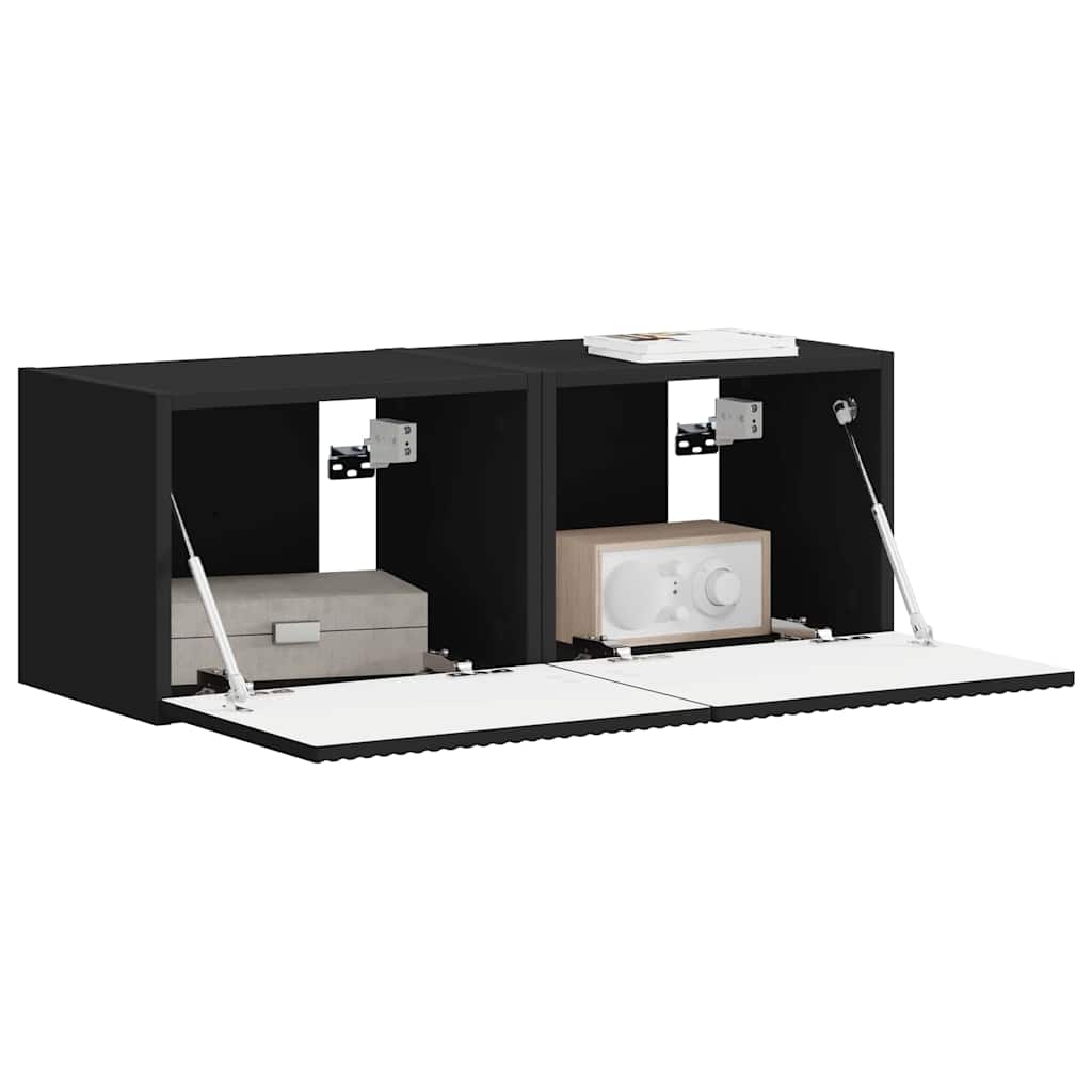 vidaXL Szafka pod telewizor 2 pcs Czarny 39 x 31 x 29,5 cm