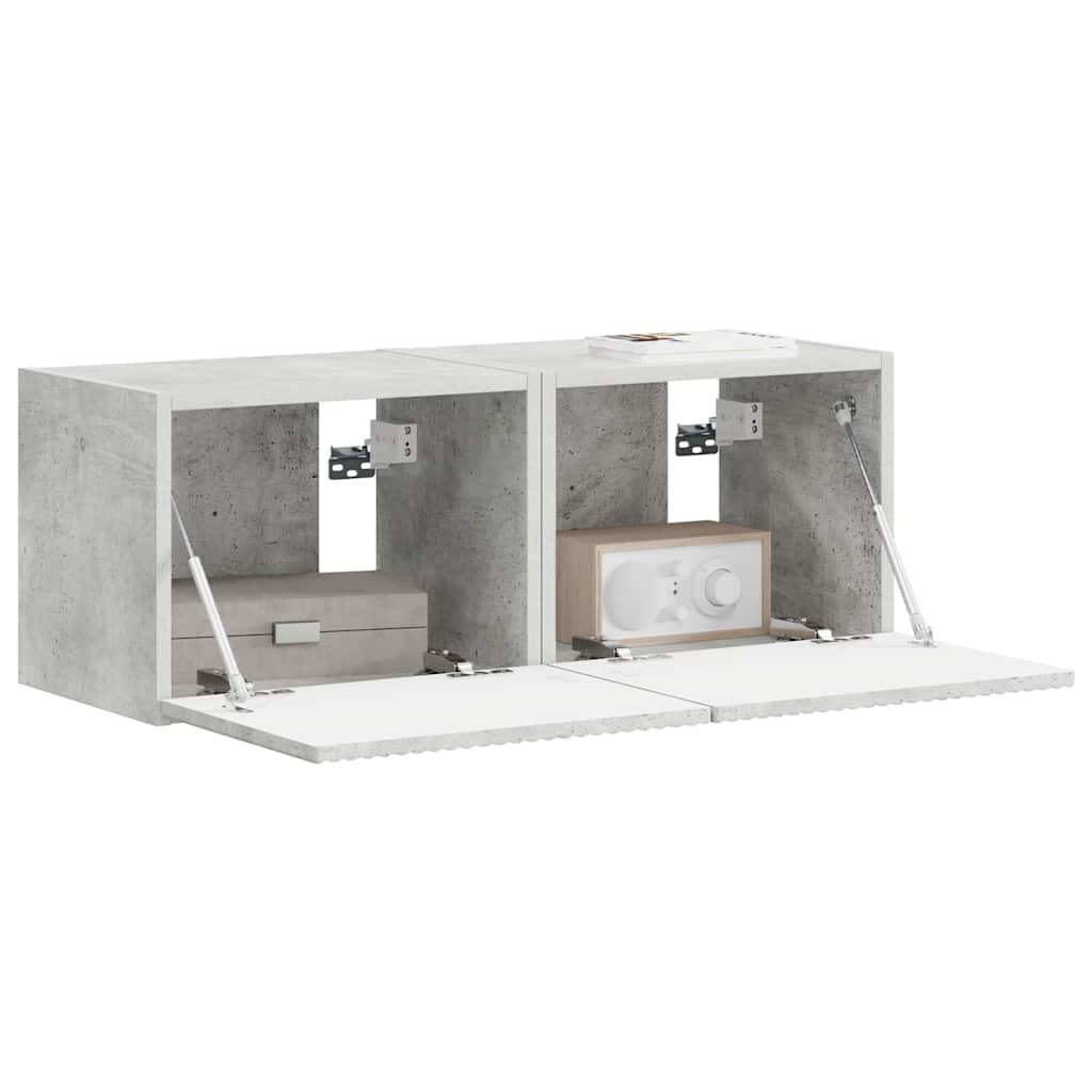 vidaXL Szafka pod telewizor 2 pcs Betonowy 39 x 31 x 29,5 cm
