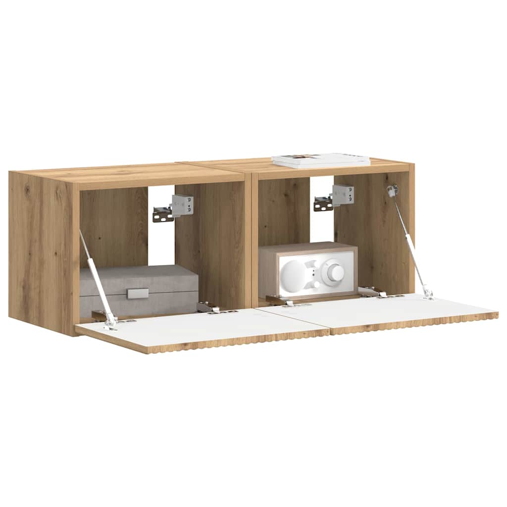vidaXL Szafka pod telewizor 2 pcs Dąb rzemieślniczy 39 x 31 x 29,5 cm