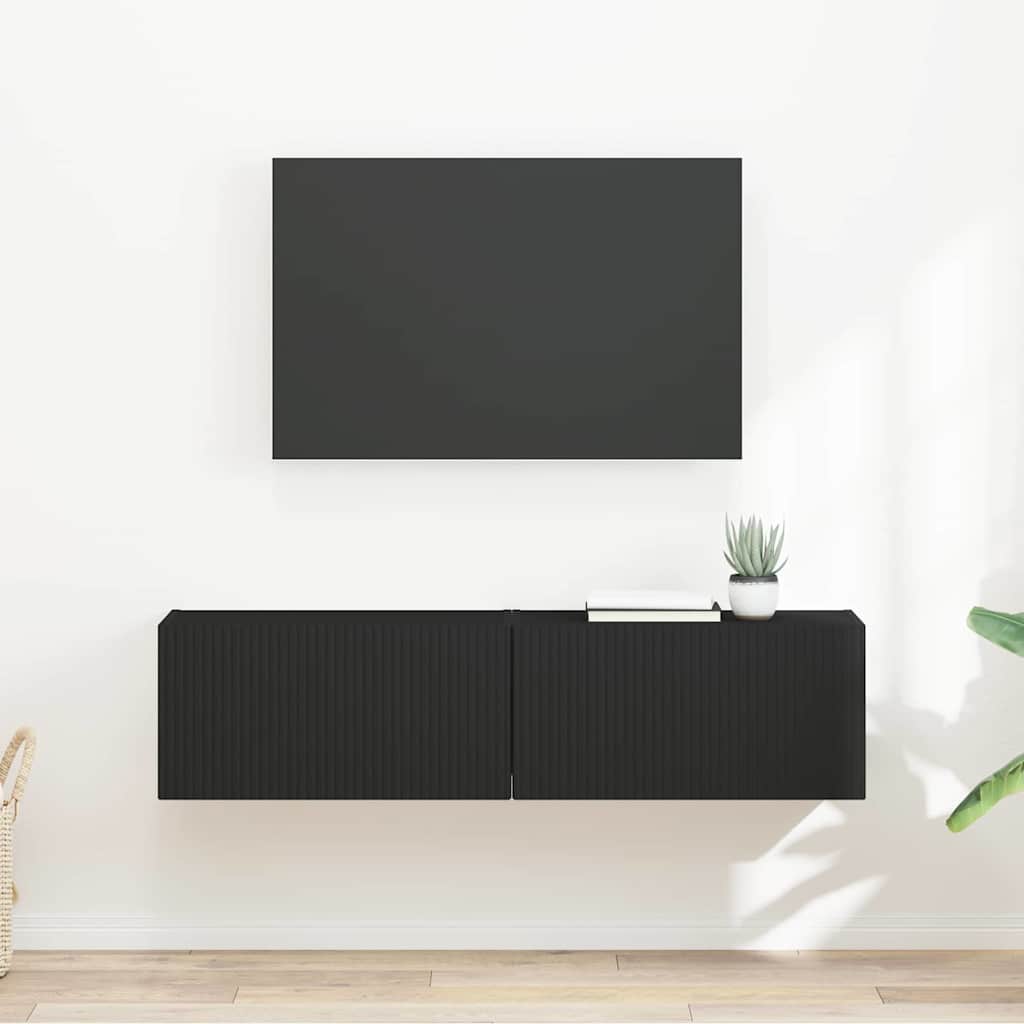 vidaXL Szafka pod telewizor 2 pcs Czarny 60 x 31 x 29,5 cm