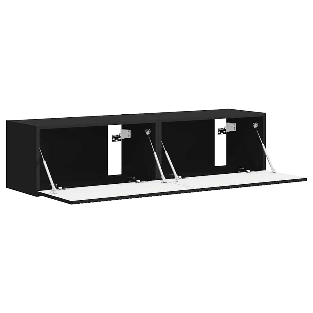 vidaXL Szafka pod telewizor 2 pcs Czarny 60 x 31 x 29,5 cm