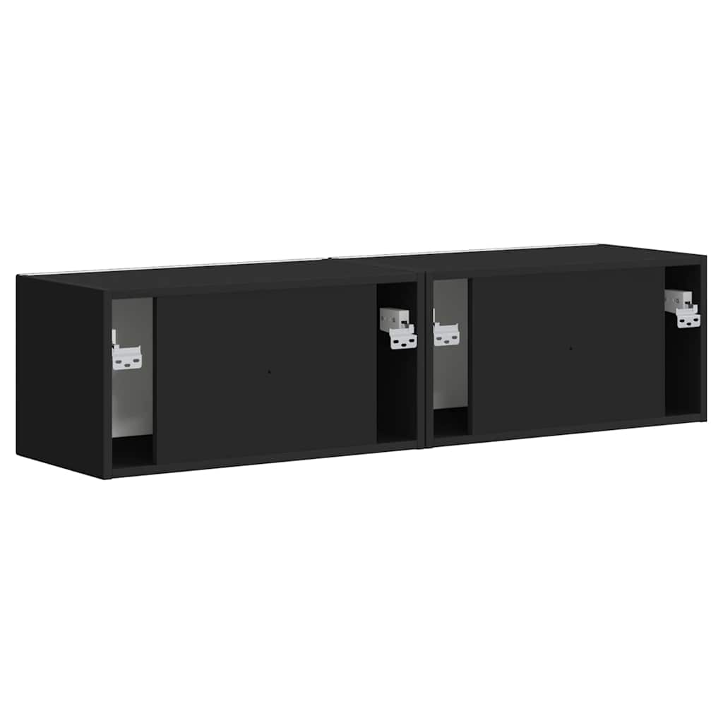 vidaXL Szafka pod telewizor 2 pcs Czarny 60 x 31 x 29,5 cm