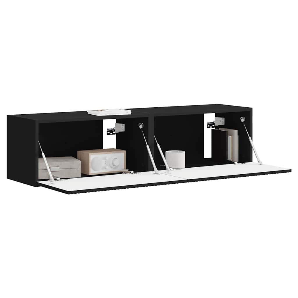 vidaXL Szafka pod telewizor 2 pcs Czarny 60 x 31 x 29,5 cm