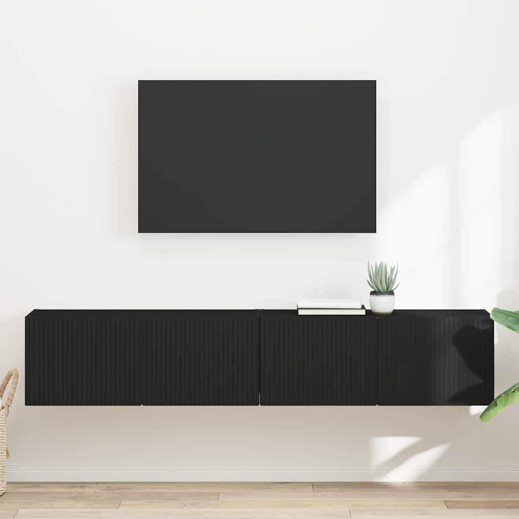 vidaXL Szafka pod telewizor 2 pcs Czarny 78,5 x 31 x 29,5 cm