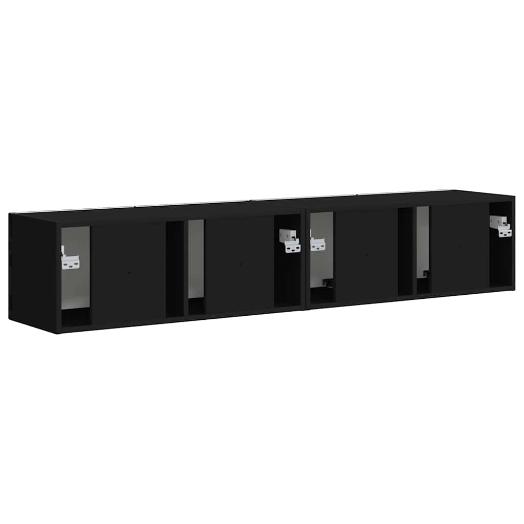 vidaXL Szafka pod telewizor 2 pcs Czarny 78,5 x 31 x 29,5 cm