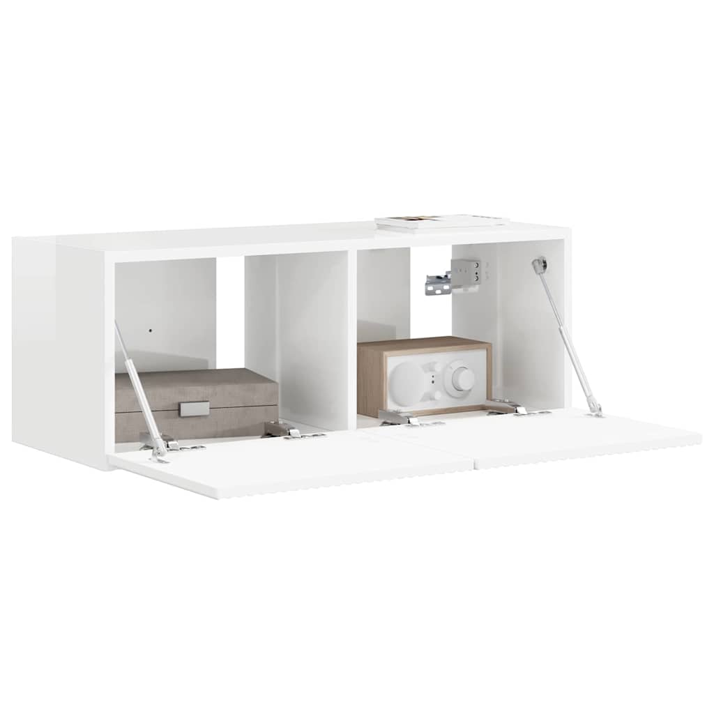 vidaXL Szafka pod telewizor Błyszcząca biel 78,5 x 31 x 29,5 cm