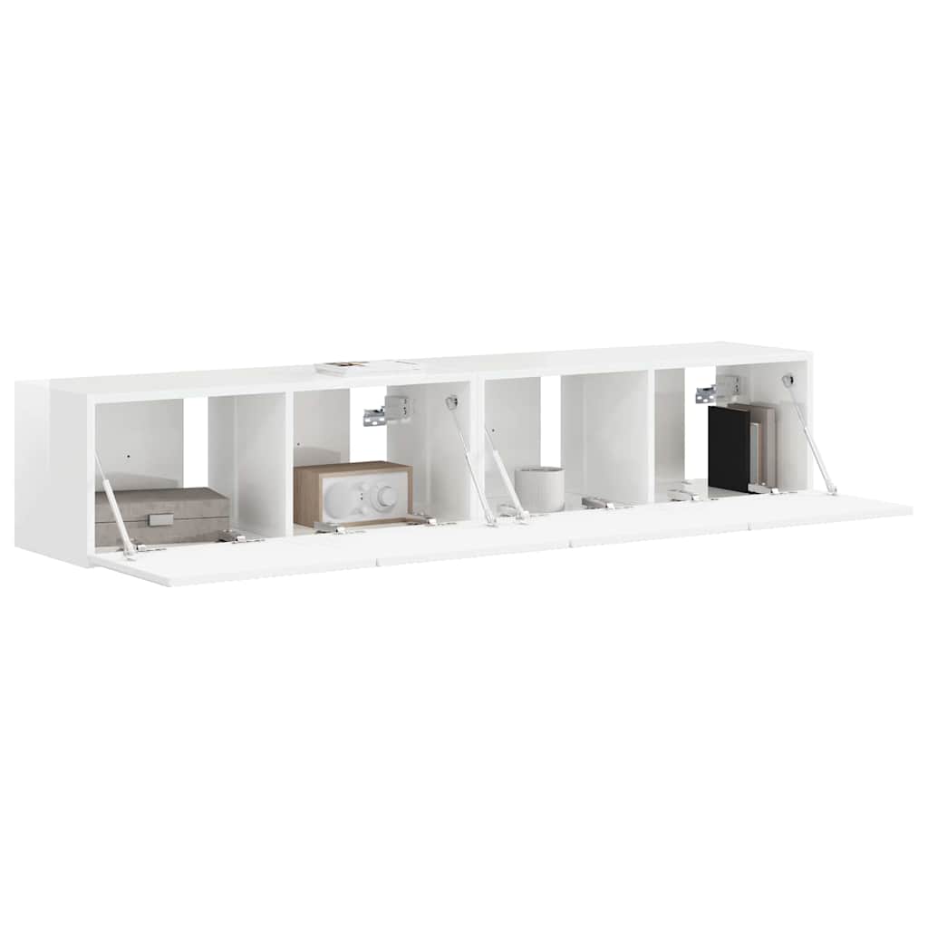 vidaXL Szafka pod telewizor 2 pcs Błyszcząca biel 78,5 x 31 x 29,5 cm