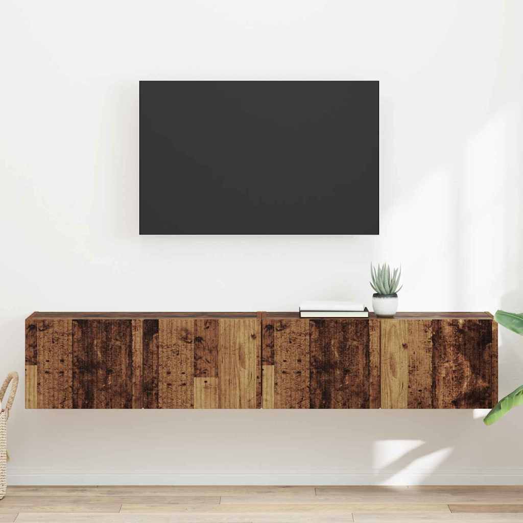 vidaXL Szafka pod telewizor 2 pcs Stare drewno 78,5 x 31 x 29,5 cm