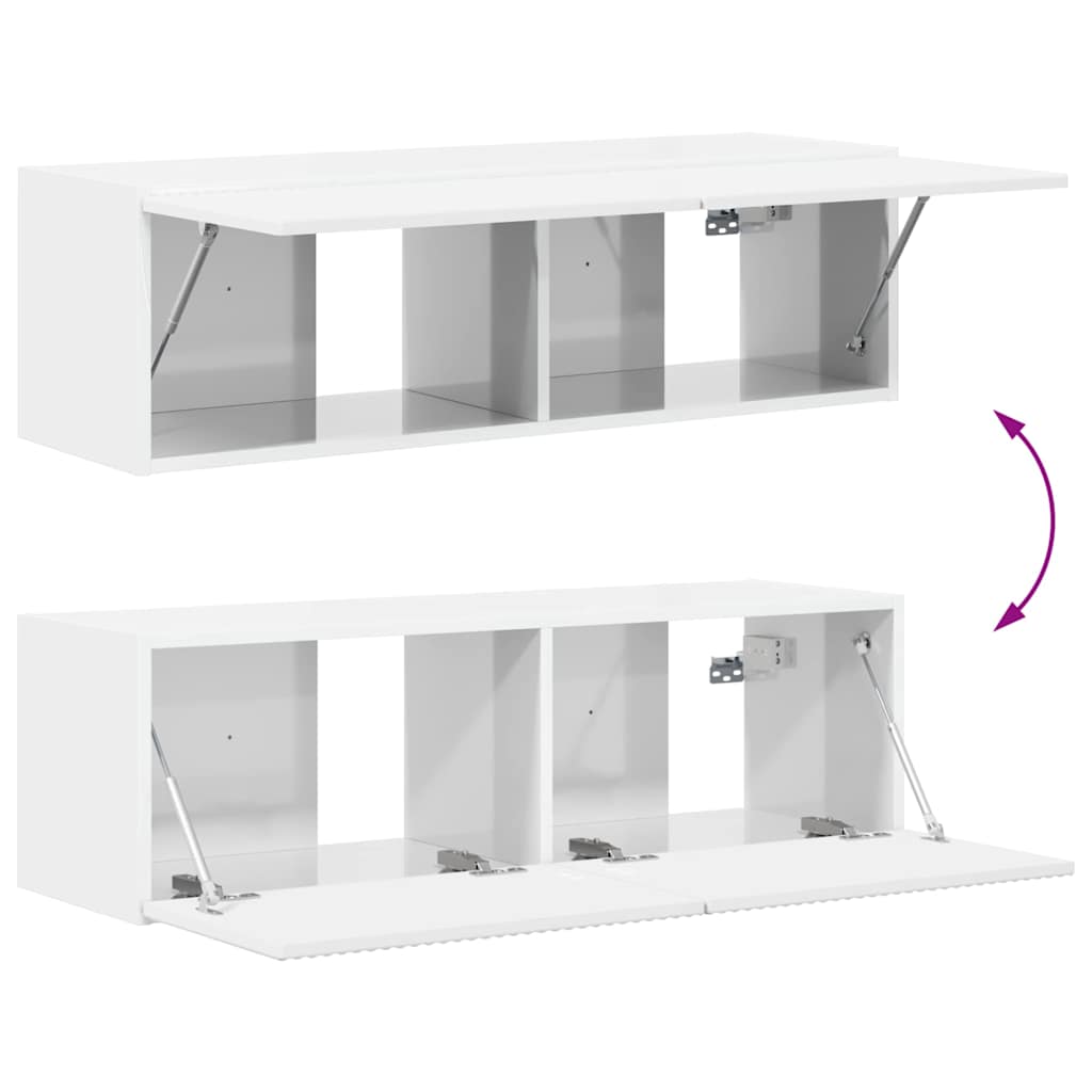 vidaXL Szafka pod telewizor Błyszcząca biel 98 x 31 x 29,5 cm