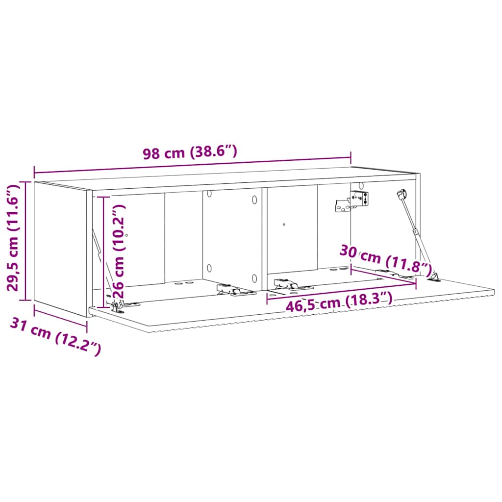 vidaXL Szafka pod telewizor Dąb wędzony 98 x 31 x 29,5 cm