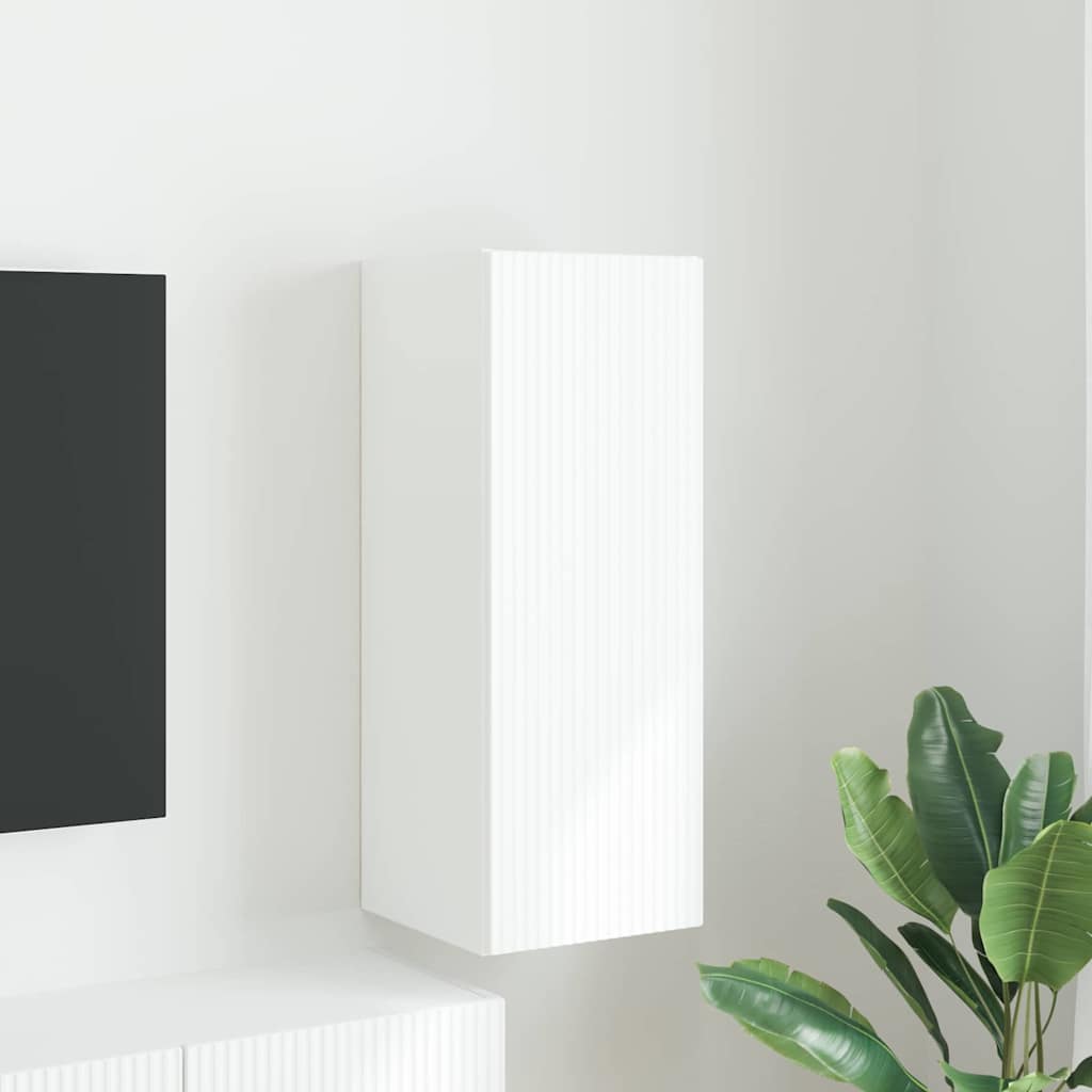 vidaXL Szafka pod telewizor Montowane na ścianie Biały 30 x 31 x 80 cm