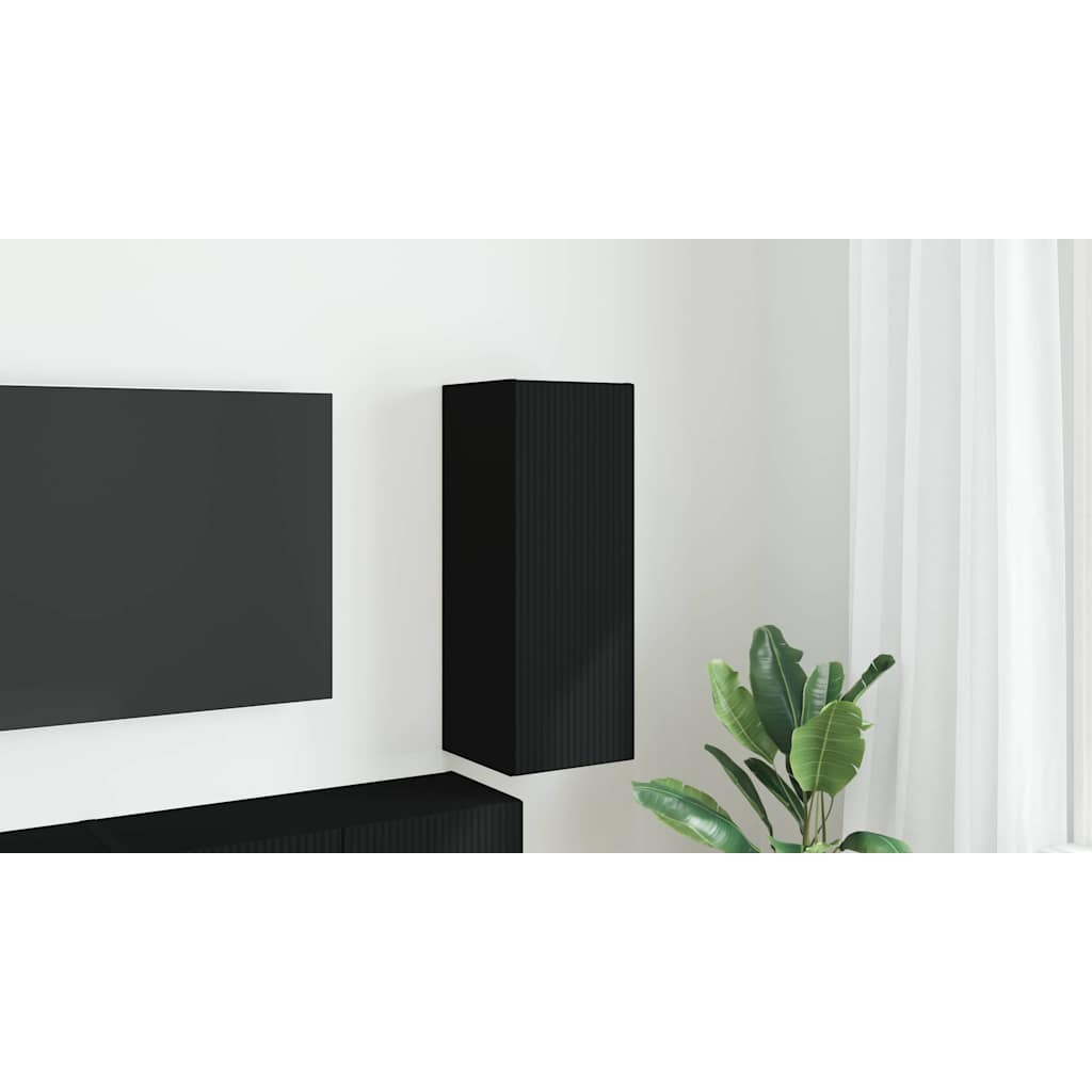 vidaXL Szafka pod telewizor 30 x 31 x 80 cm Czarny Drewno inżynieryjne