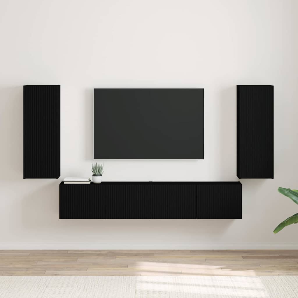 vidaXL Szafka pod telewizor 2 pcs Czarny 30 x 31 x 80 cm