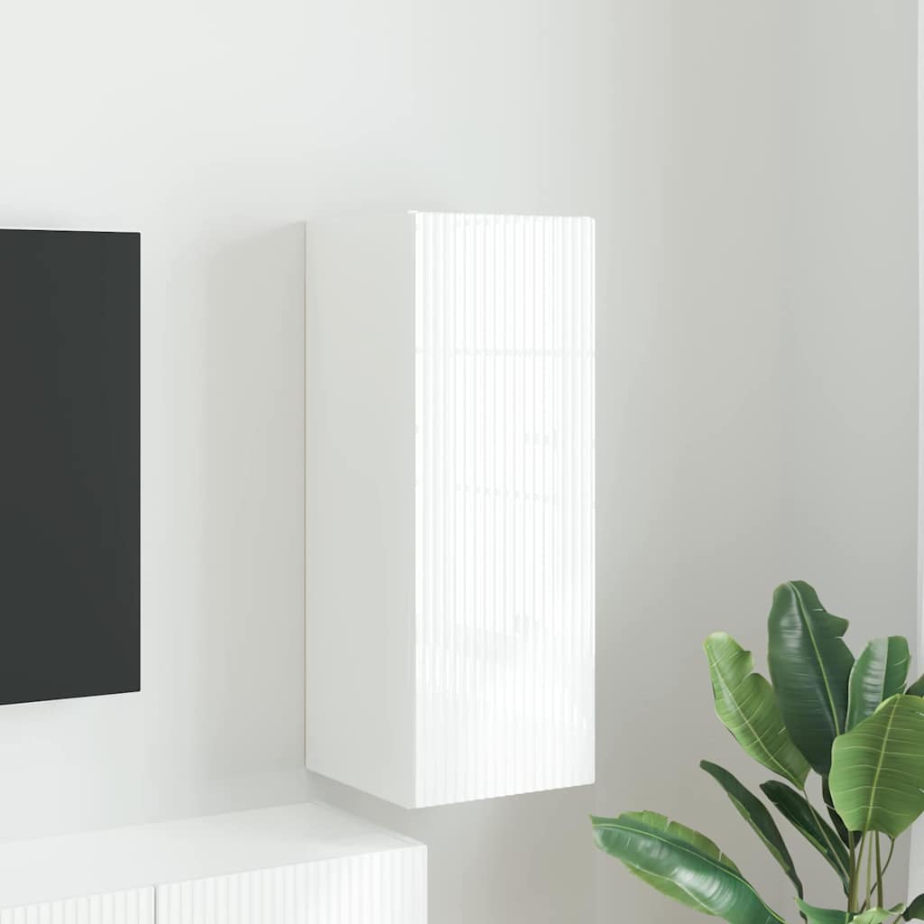 vidaXL Szafka pod telewizor Błyszcząca biel 30 x 31 x 80 cm