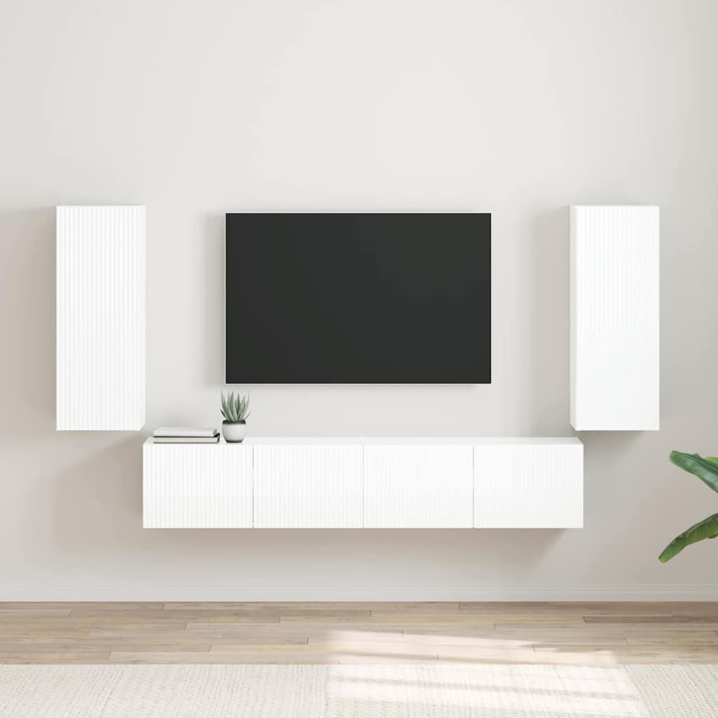 vidaXL Szafka pod telewizor 2 pcs Błyszcząca biel 30 x 31 x 80 cm