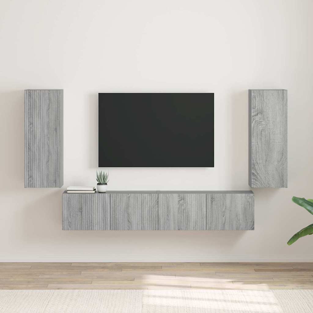 vidaXL Szafka pod telewizor 2 pcs Szary Sonoma 30 x 31 x 80 cm