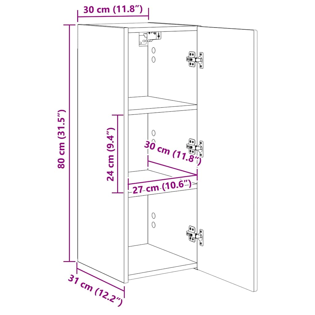 vidaXL Szafka pod telewizor Stare drewno 30 x 31 x 80 cm
