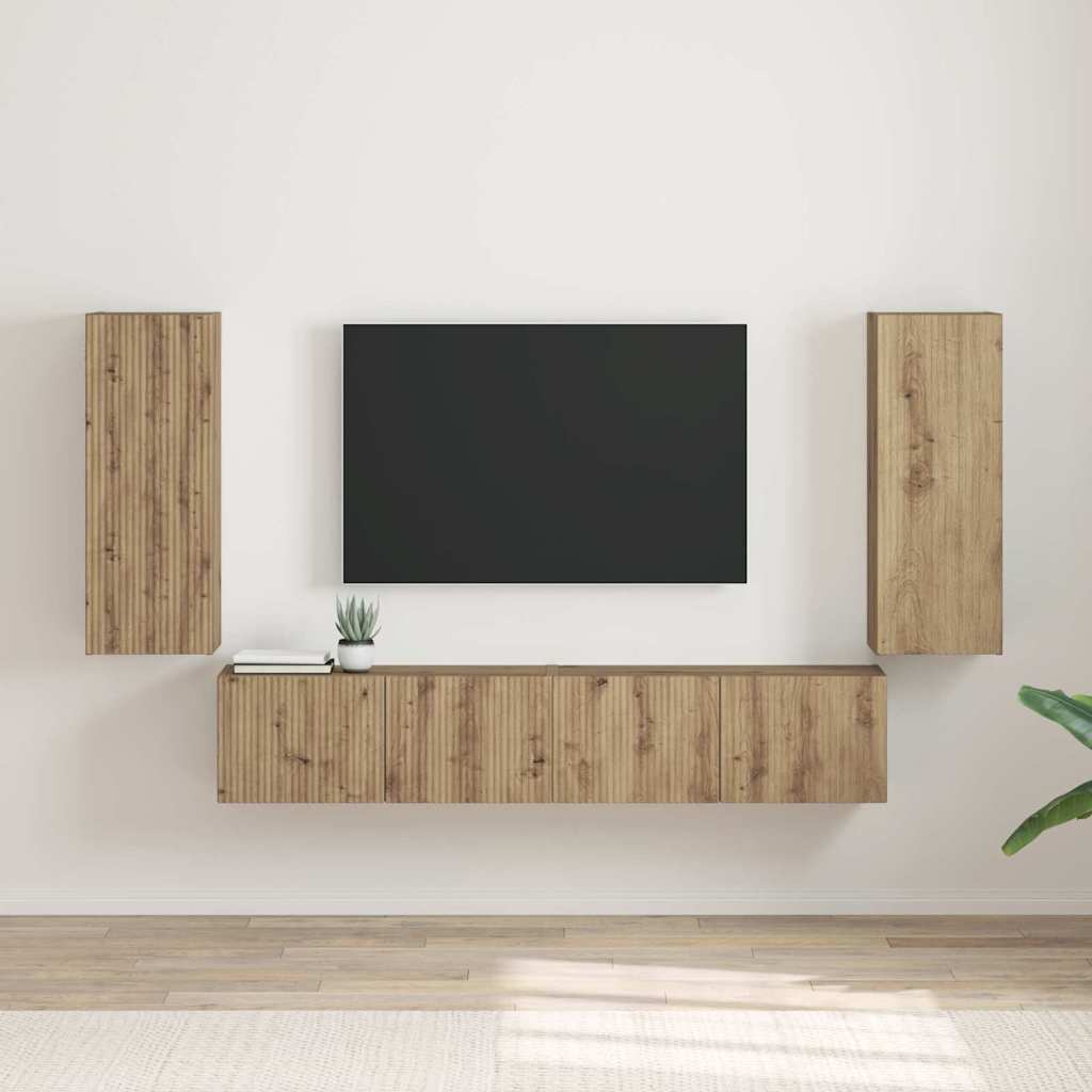 vidaXL Szafka pod telewizor 2 pcs Dąb rzemieślniczy 30 x 31 x 80 cm