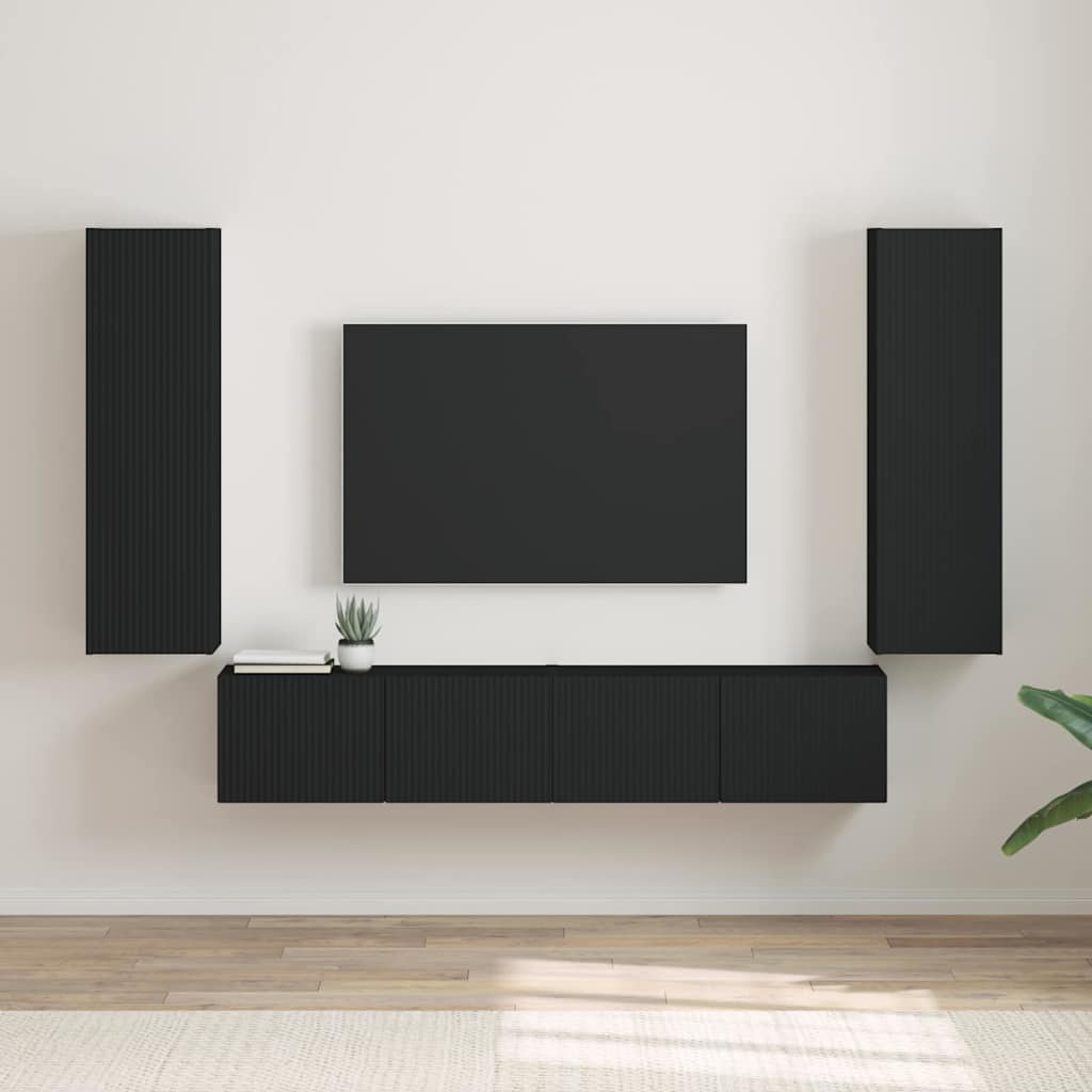 vidaXL Szafka pod telewizor 2 pcs Czarny 30 x 31 x 100 cm