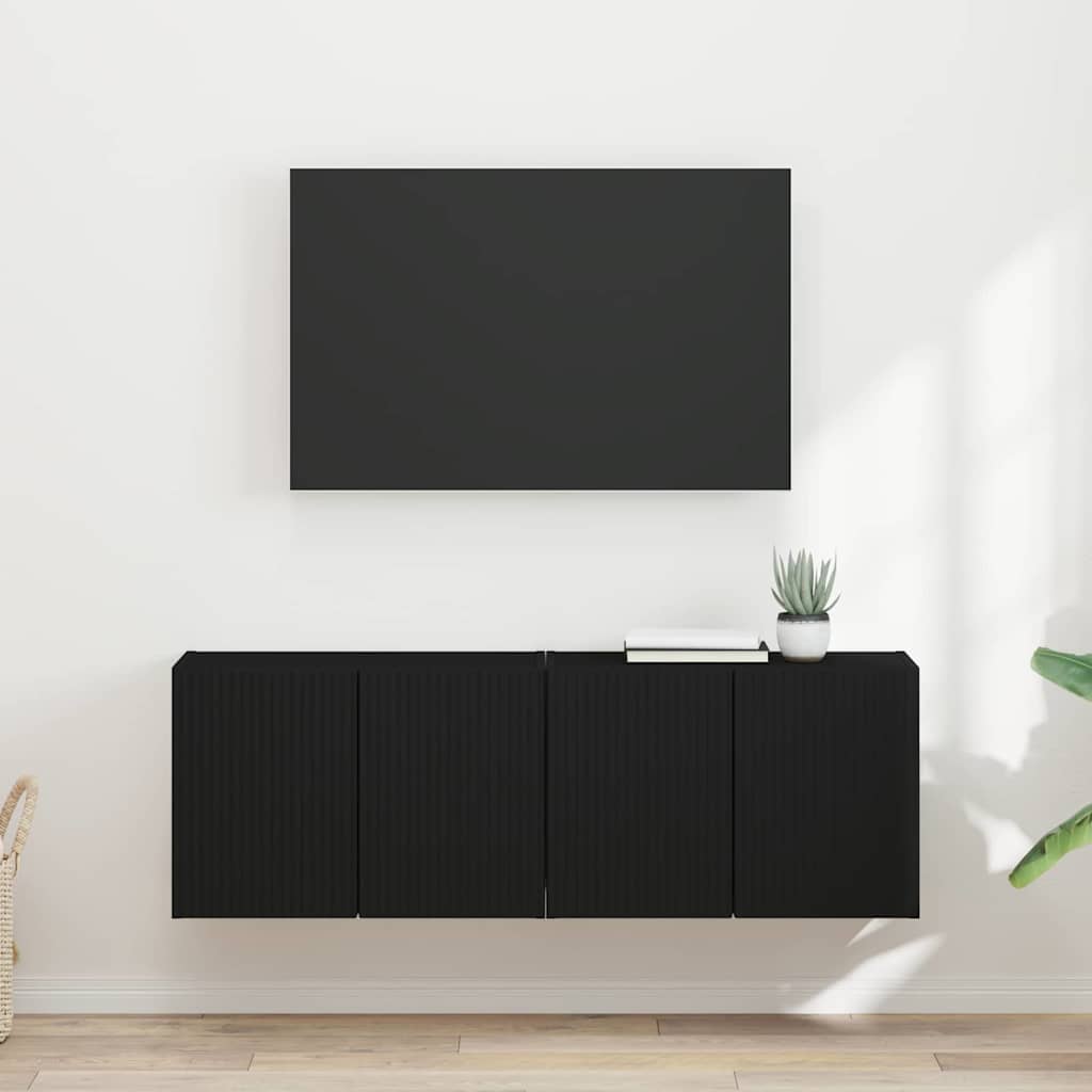 vidaXL Szafka pod telewizor 2 pcs Czarny 59,5 x 31 x 40 cm