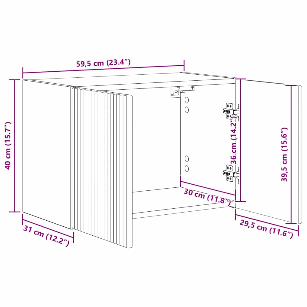 vidaXL Szafka pod telewizor 2 pcs Betonowy szary 59,5 x 31 x 40 cm