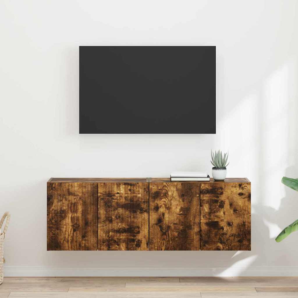 vidaXL Szafka pod telewizor 2 pcs Dąb wędzony 59,5 x 31 x 40 cm