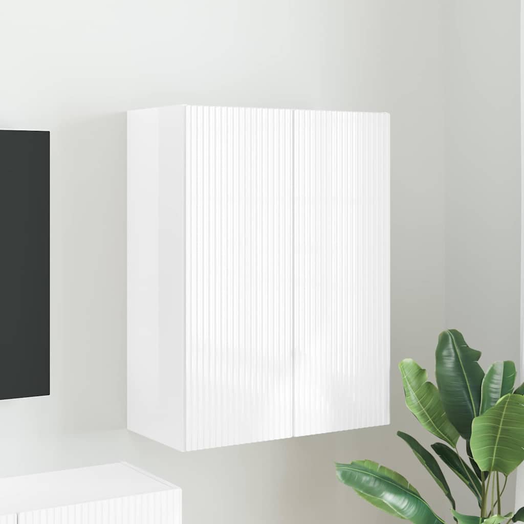 vidaXL Szafka pod telewizor Wysoki połysk biały 59,5 x 31 x 80 cm