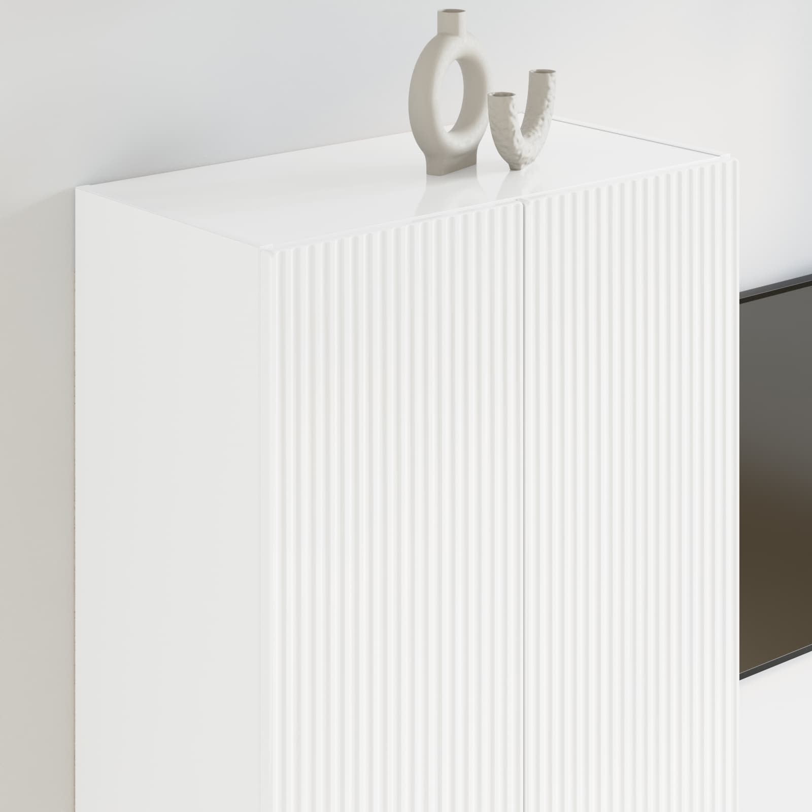 vidaXL Szafka pod telewizor 59,5 x 31 x 100 cm Wysoki połysk biały