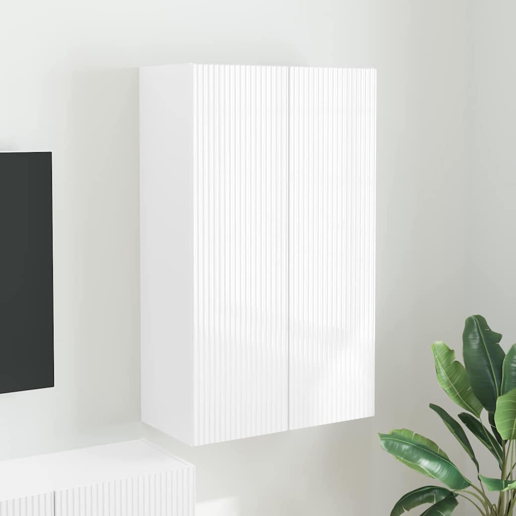 vidaXL Szafka pod telewizor Wysoki połysk biały 59,5 x 31 x 100 cm