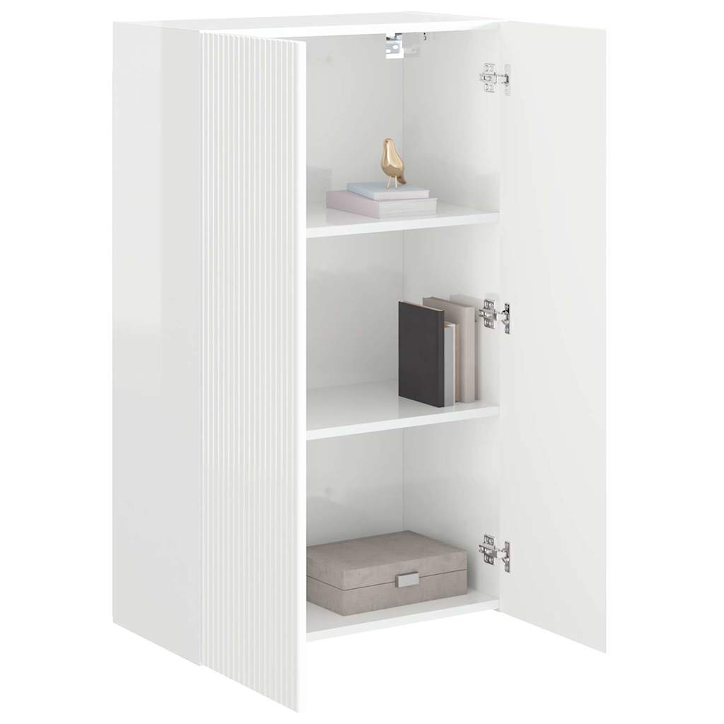 vidaXL Szafka pod telewizor Wysoki połysk biały 59,5 x 31 x 100 cm
