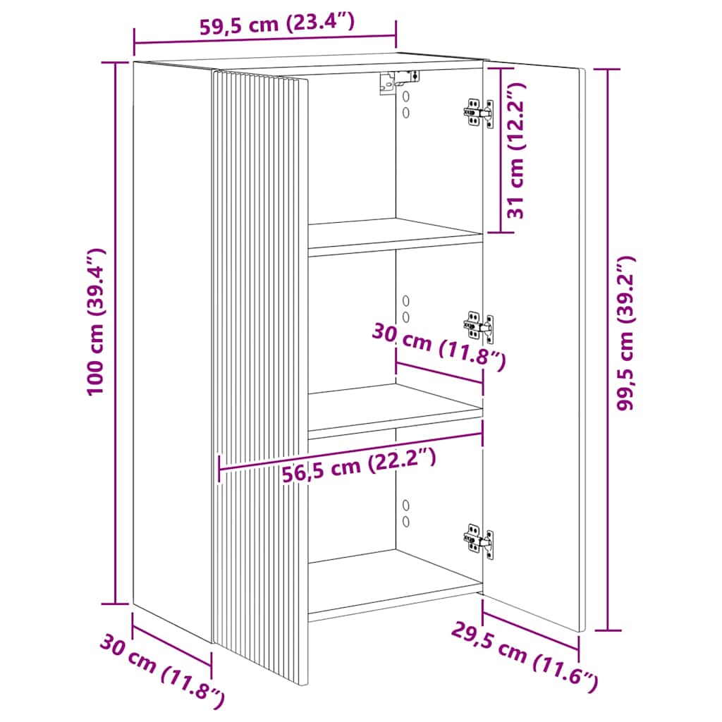 vidaXL Szafka pod telewizor Dąb rzemieślniczy 59,5 x 31 x 100 cm