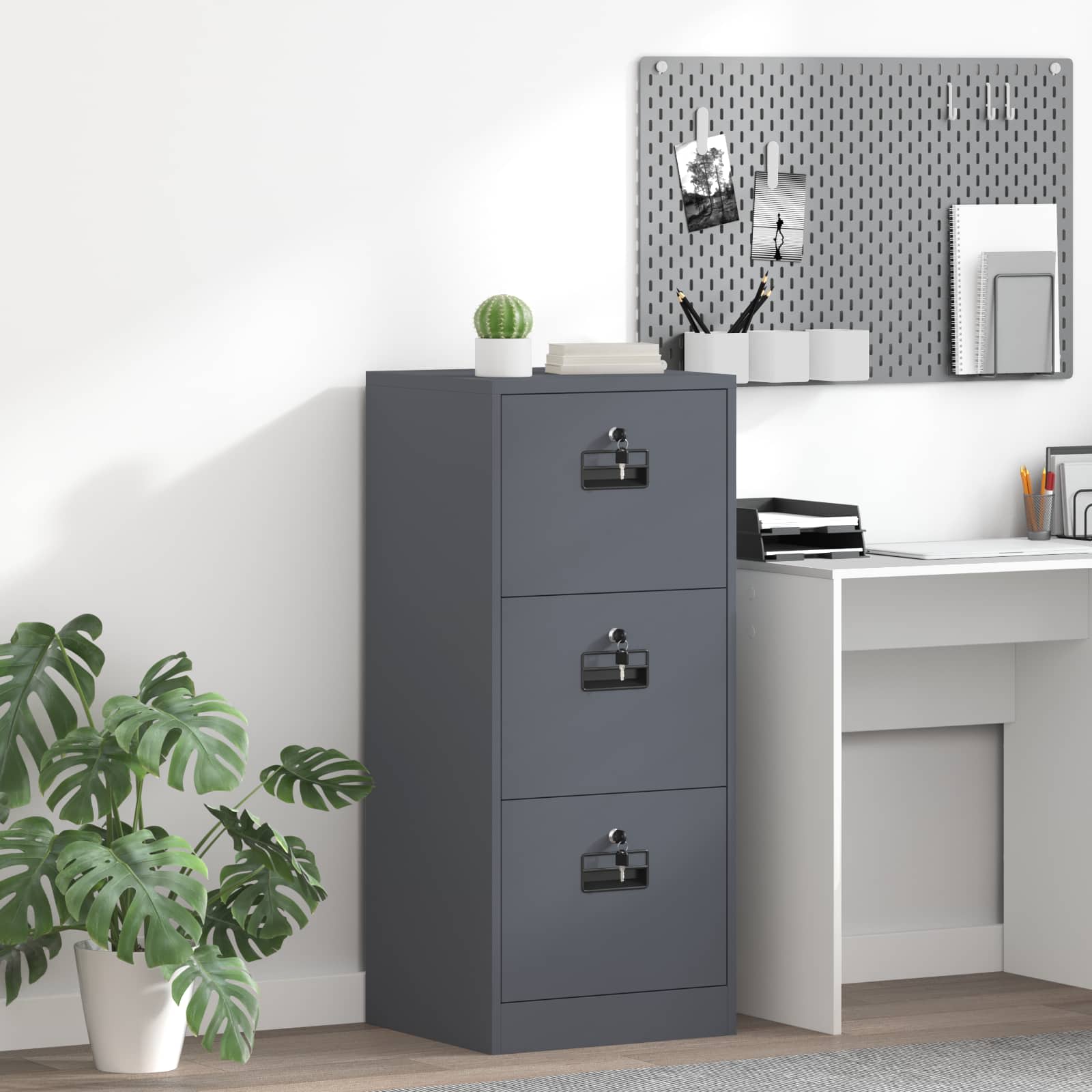 vidaXL Szafka na dokumenty z szufladą Antracyt 45,5 x 42 x 106,5 cm