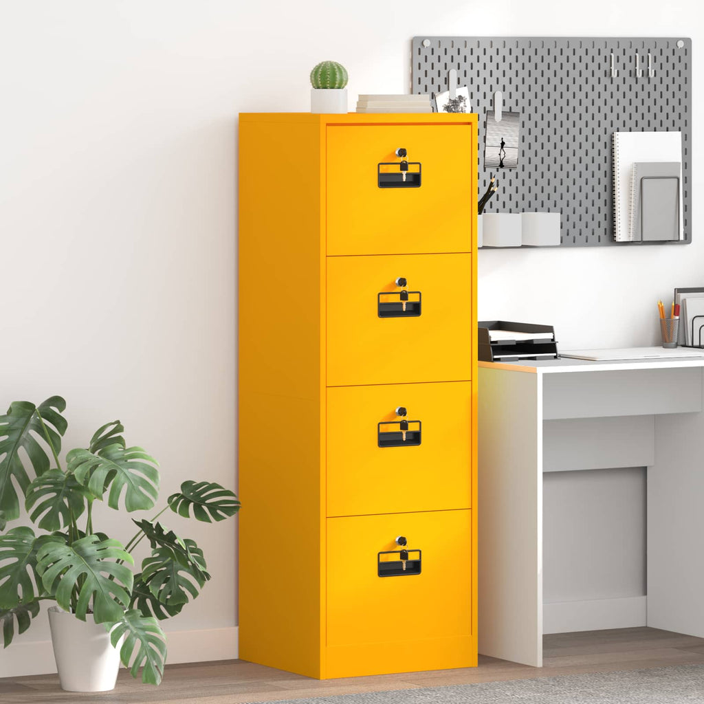 vidaXL Szafka na dokumenty Musztardowy Żółty 45,5 x 42 x 139 cm