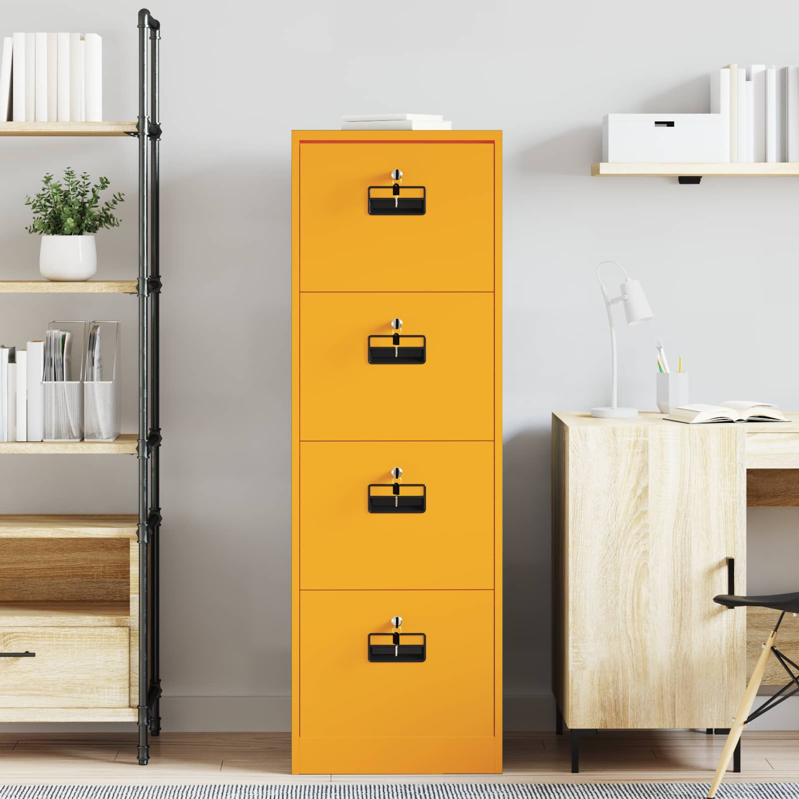 vidaXL Szafka na dokumenty Musztardowy Żółty 45,5 x 42 x 139 cm