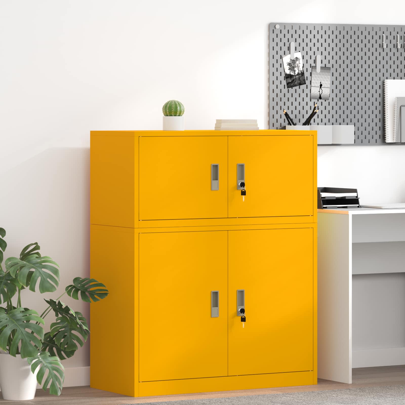vidaXL Szafka do przechowywania Musztardowy Żółty 90 x 40 x 40 cm Stal
