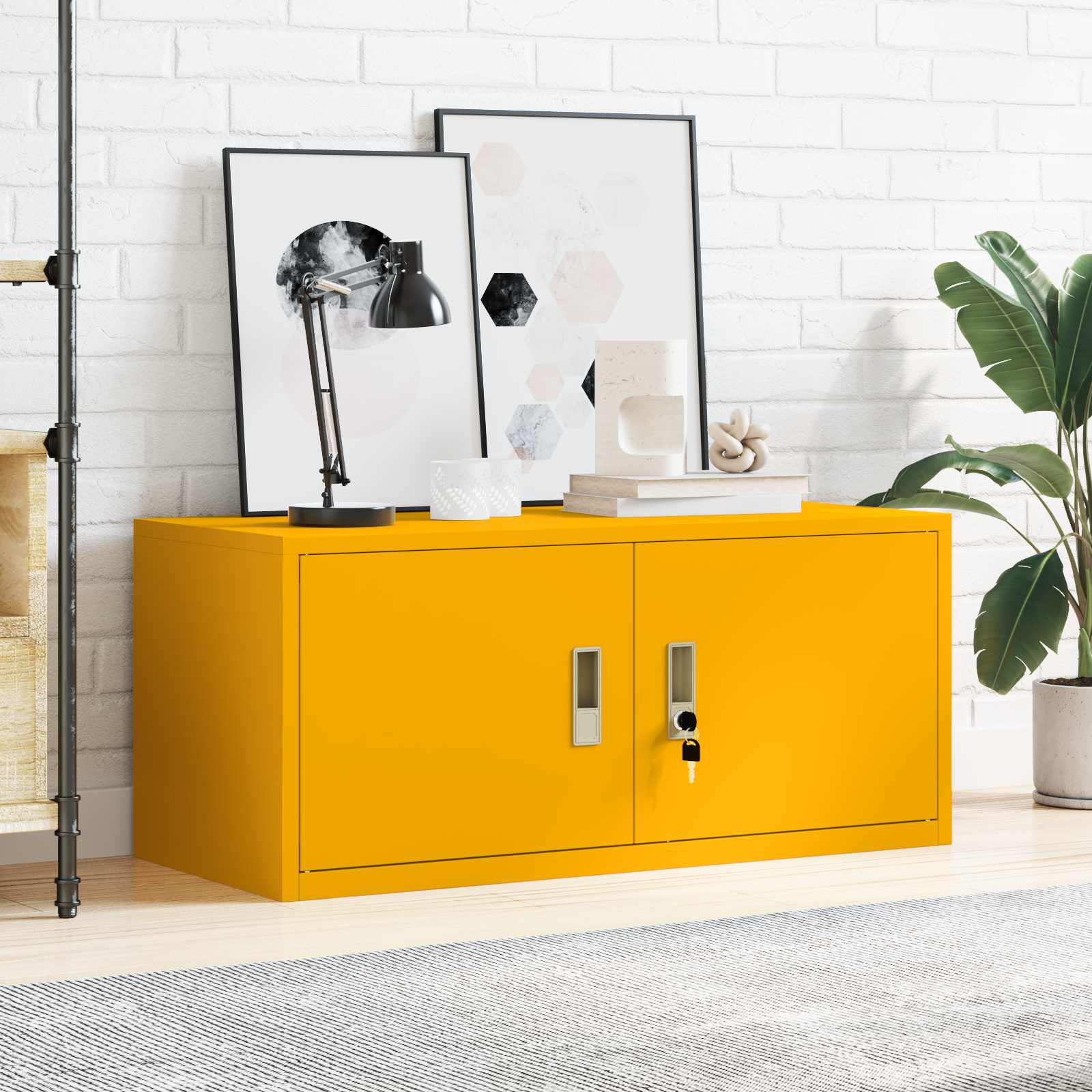 vidaXL Szafka do przechowywania Musztardowy Żółty 90 x 40 x 40 cm Stal