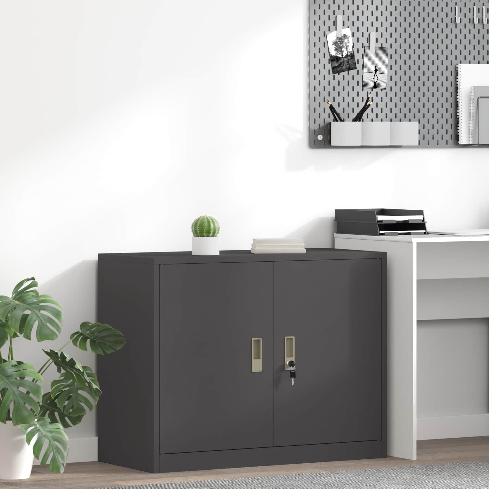 vidaXL Szafka do przechowywania Czarny 90 x 40 x 70 cm Stal