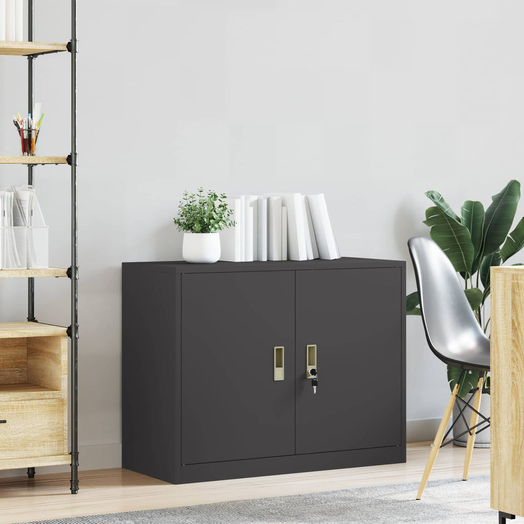 vidaXL Szafka do przechowywania Czarny 90 x 40 x 70 cm Stal