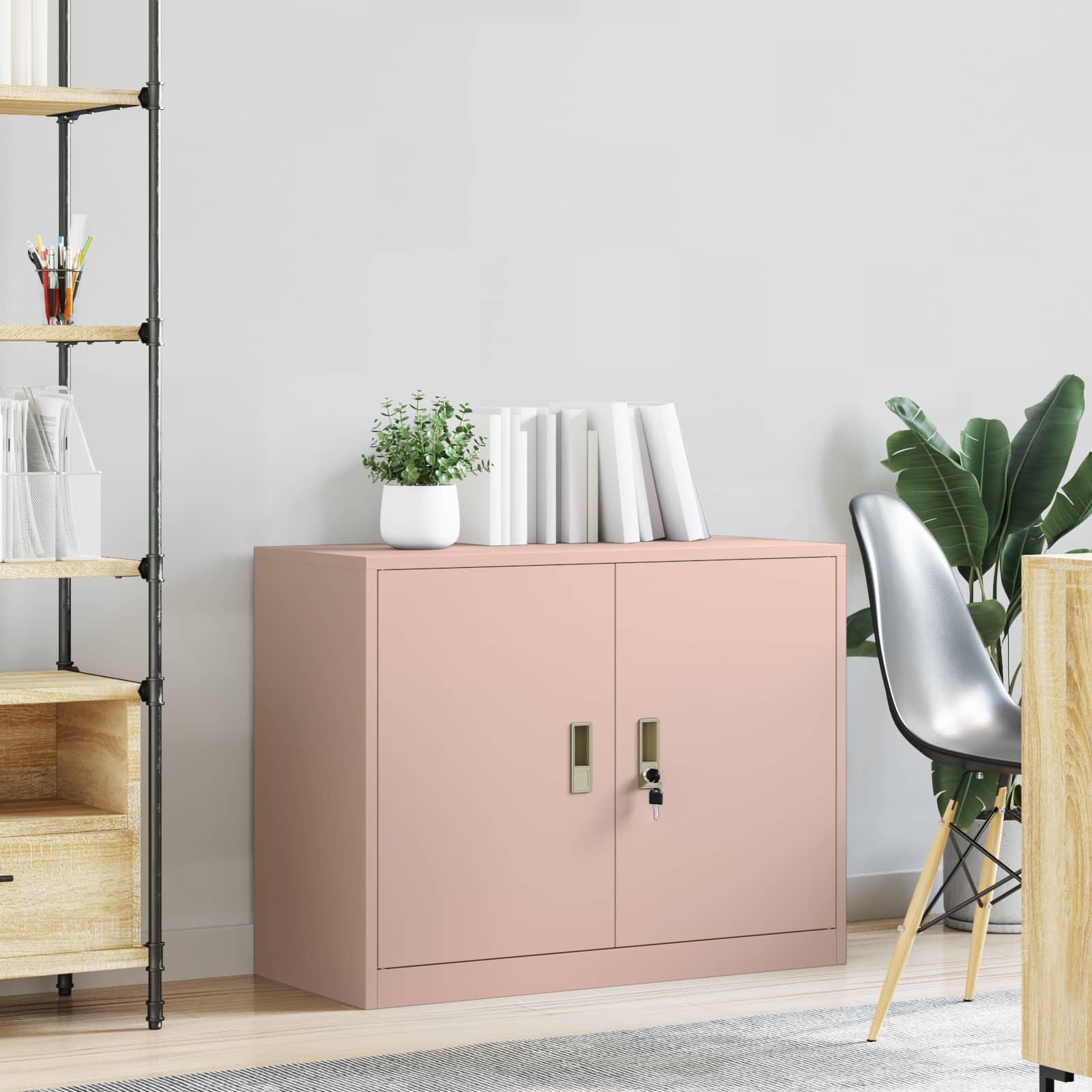vidaXL Szafka do przechowywania Różowy 90 x 40 x 70 cm Stal