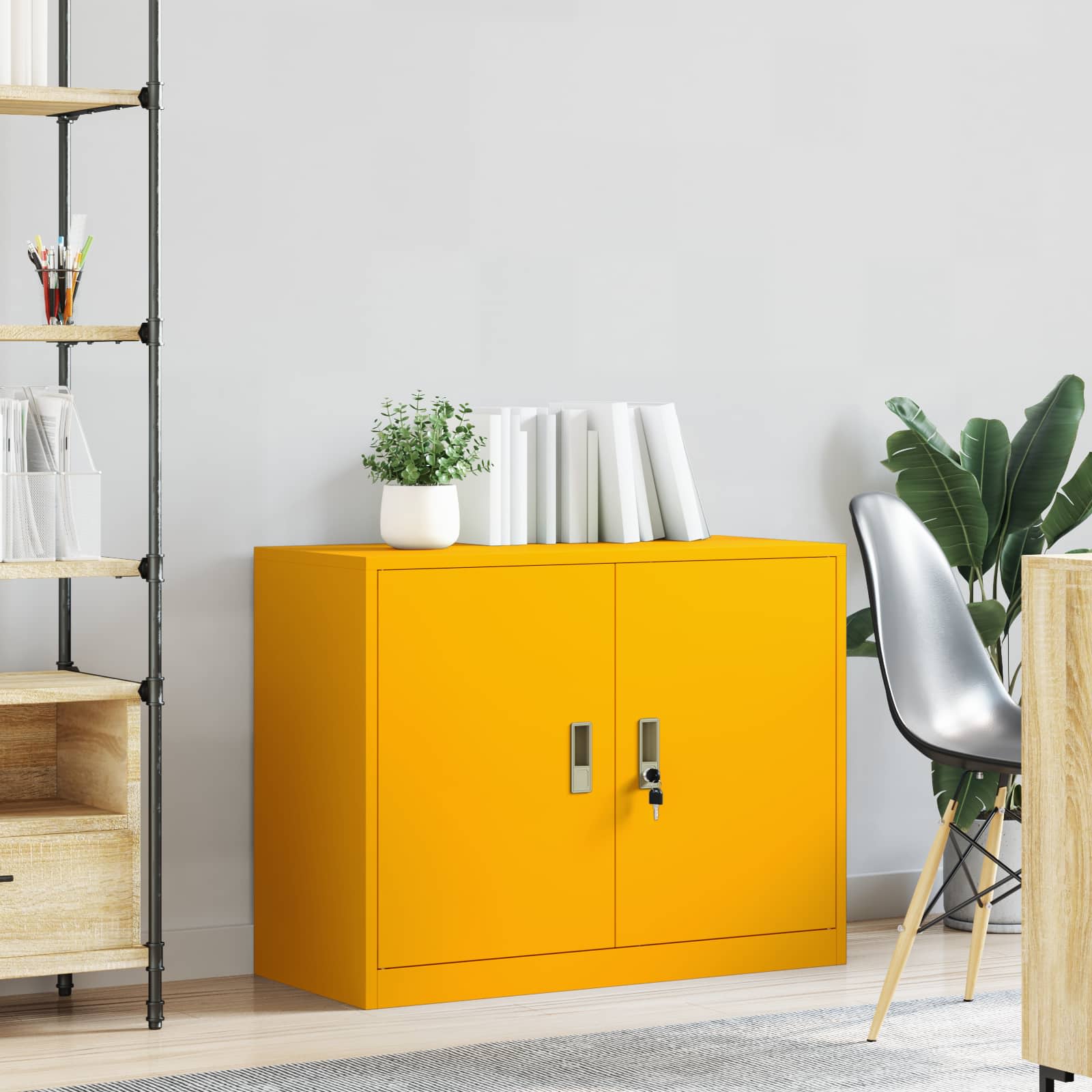 vidaXL Szafka do przechowywania Musztardowy Żółty 90 x 40 x 70 cm Stal