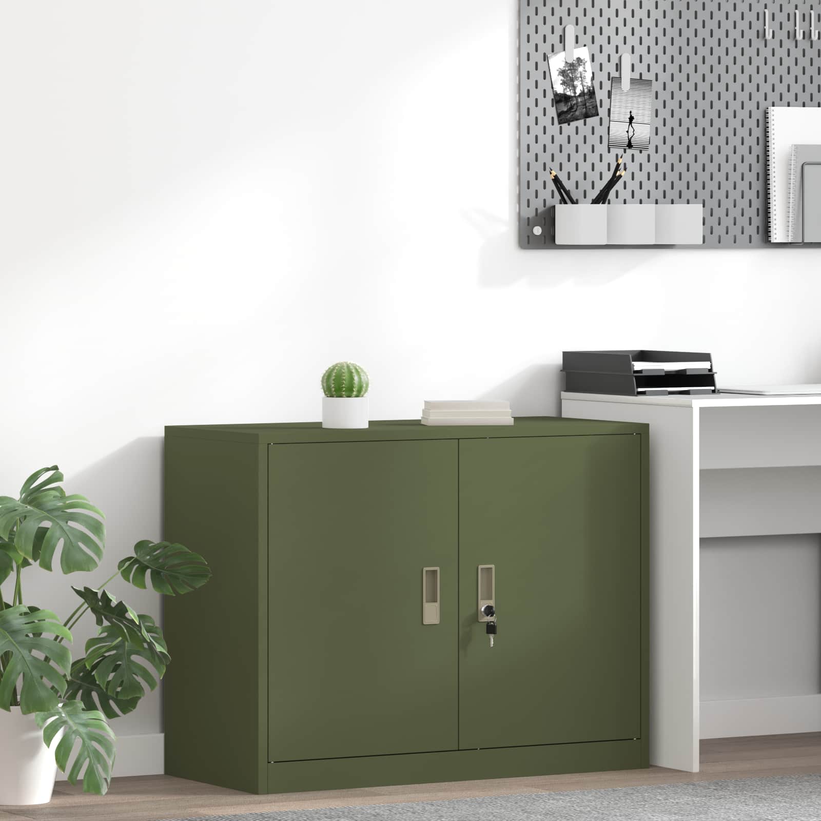 vidaXL Szafka do przechowywania Zielony oliwkowy 90 x 40 x 70 cm Stal